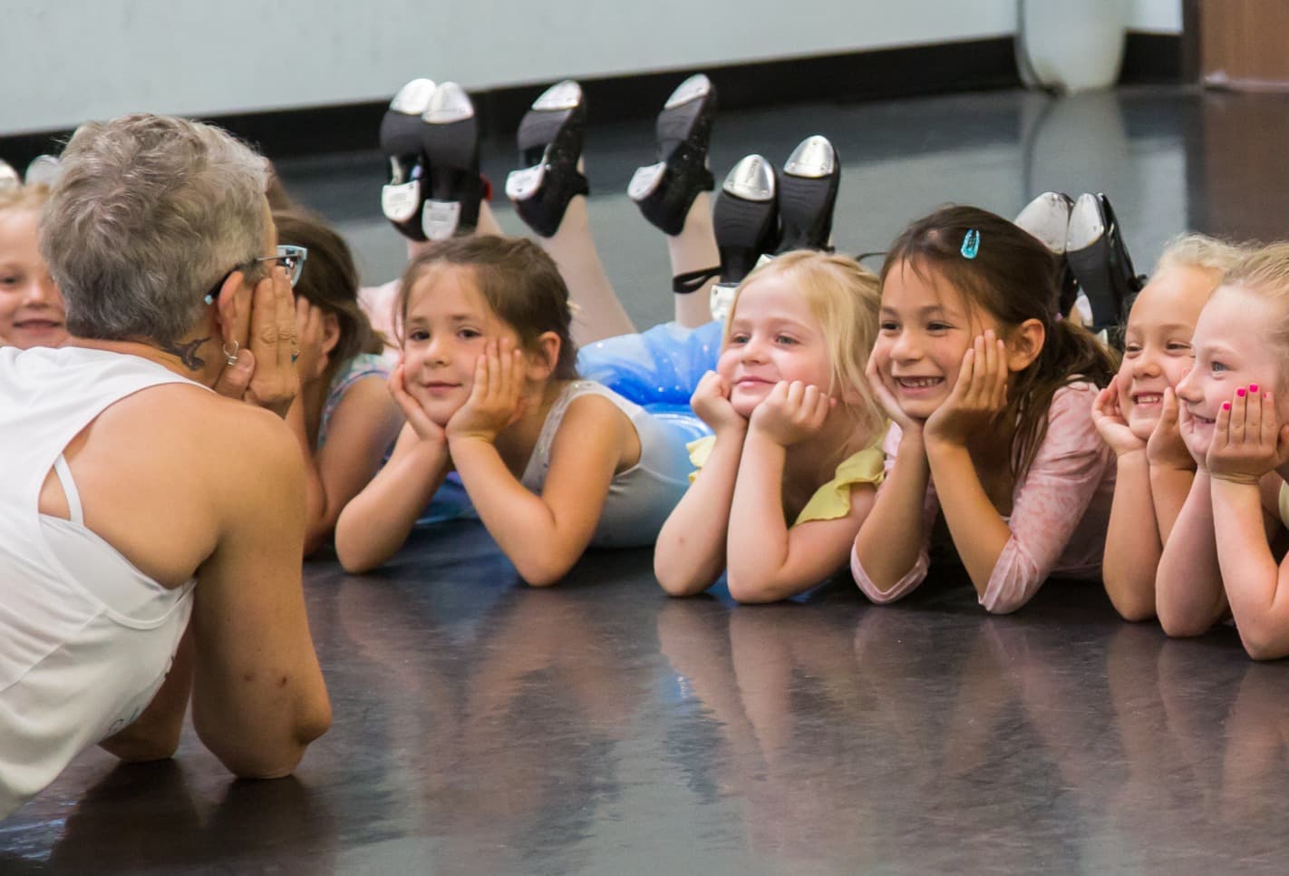 Young tap students learning basics